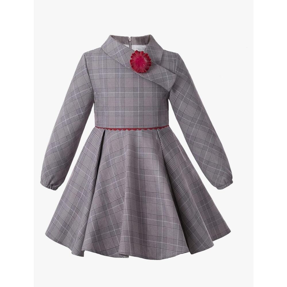Pettigirl England Gray Plaid Dress sz 4 New